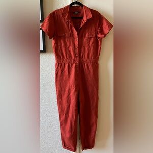 Quince Cotton Linen Twill Short Sleeve Coverall Jumpsuit size M
